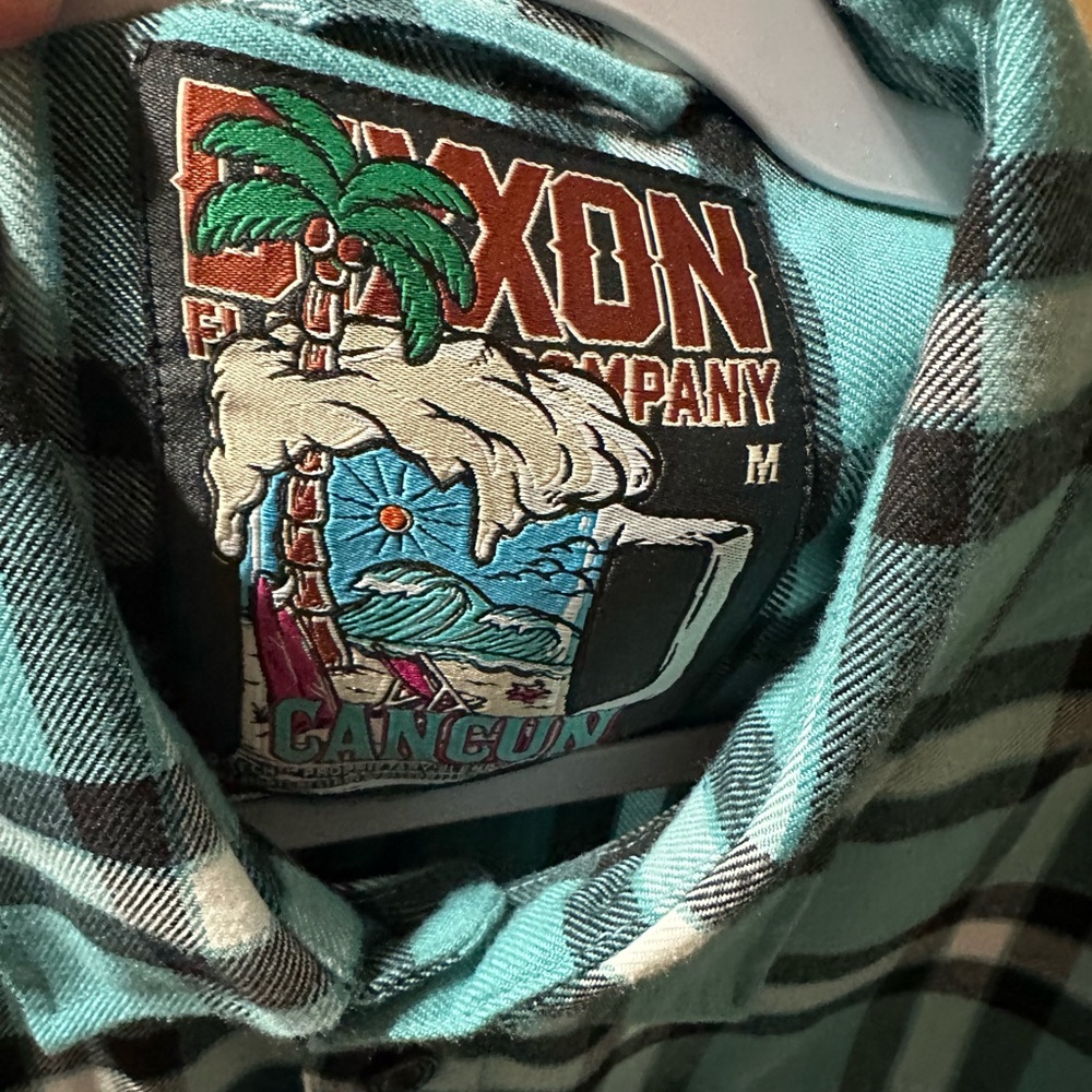 Dixxon-Cancun Teal and Black Checkered Shirt
